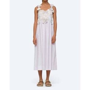 NEW SEA bonnie bowtie dress in white, gray